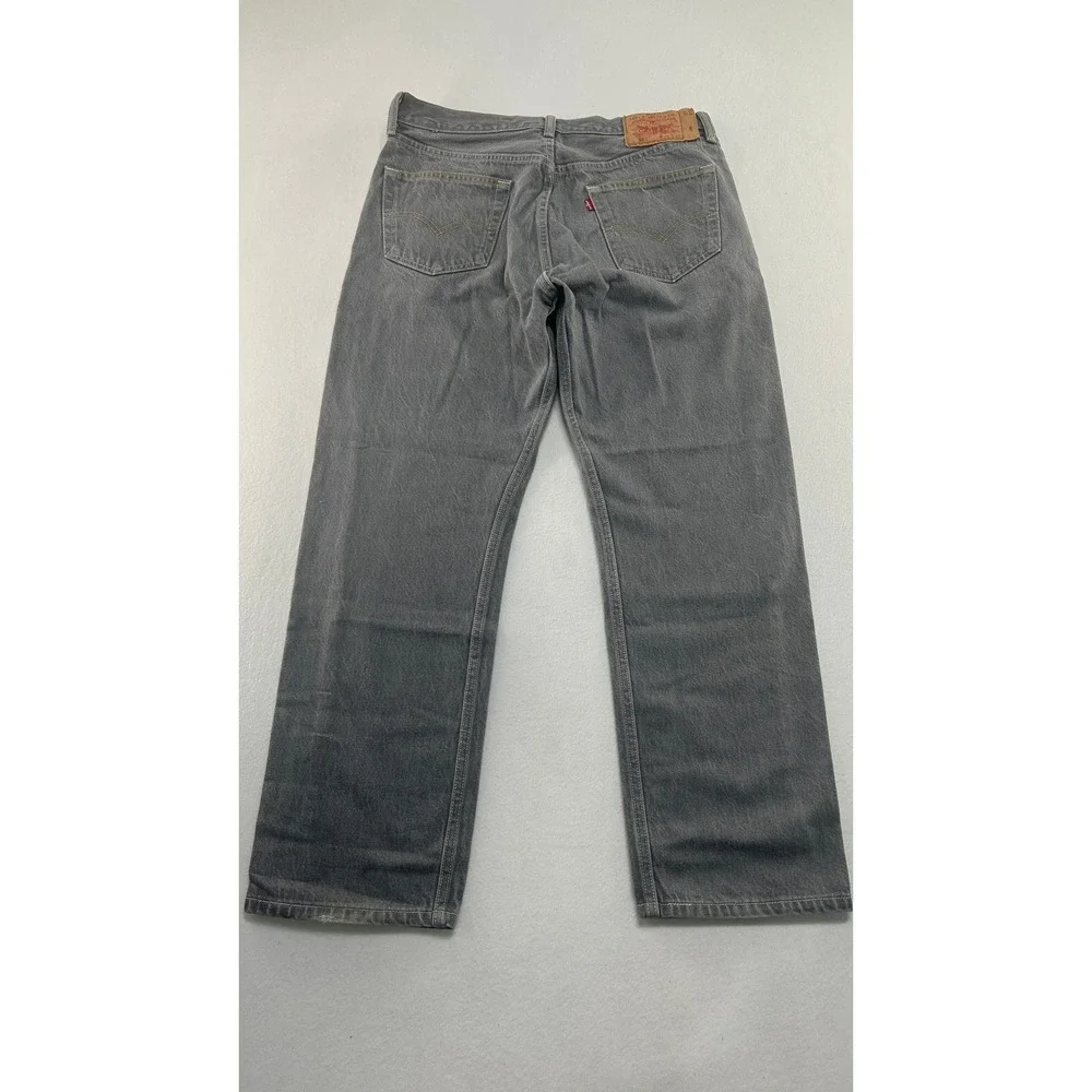 Levis 501 Original Fit Jeans Mens 36x32 Grey Straight Leg Button Fly Denim P01